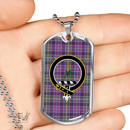 ScottishPlaid Yule Weathered Clan Tartan Dog Tag Necklace - Crest Classic Scottish Plaid Tartan Plaid