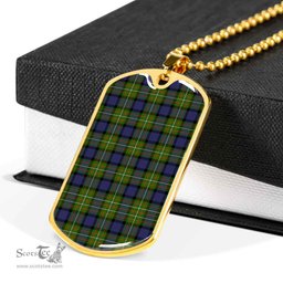 Scottish Fergusson Modern Clan Tartan Dog Tag Necklace - Classic Scottish Plaid Tartan Plaid