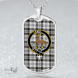 ScottishPlaid Scott (Sir Walter) Abbreviated Weathered Clan Tartan Dog Tag Necklace - Crest Classic Scottish Plaid Tartan Plaid