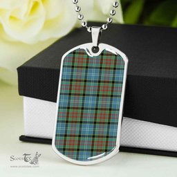 Scottish Paisley District Clan Tartan Dog Tag Necklace - Classic Scottish Plaid Tartan Plaid