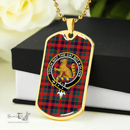 ScottishPlaid MacGowan (Gow) Modern Clan Tartan Dog Tag Necklace - Crest Classic Scottish Plaid Tartan Plaid