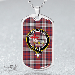 ScottishPlaid MacDonald Dress; Irish Weathered Clan Tartan Dog Tag Necklace - Crest Classic Scottish Plaid Tartan Plaid