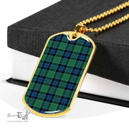 Scottish Graham of Menteith Ancient Clan Tartan Dog Tag Necklace - Classic Scottish Plaid Tartan Plaid