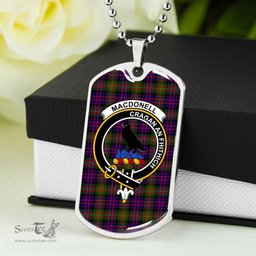 Scottish MacDonell of Glengarry Clan Tartan Dog Tag Necklace - Crest Classic Scottish Plaid Tartan Plaid
