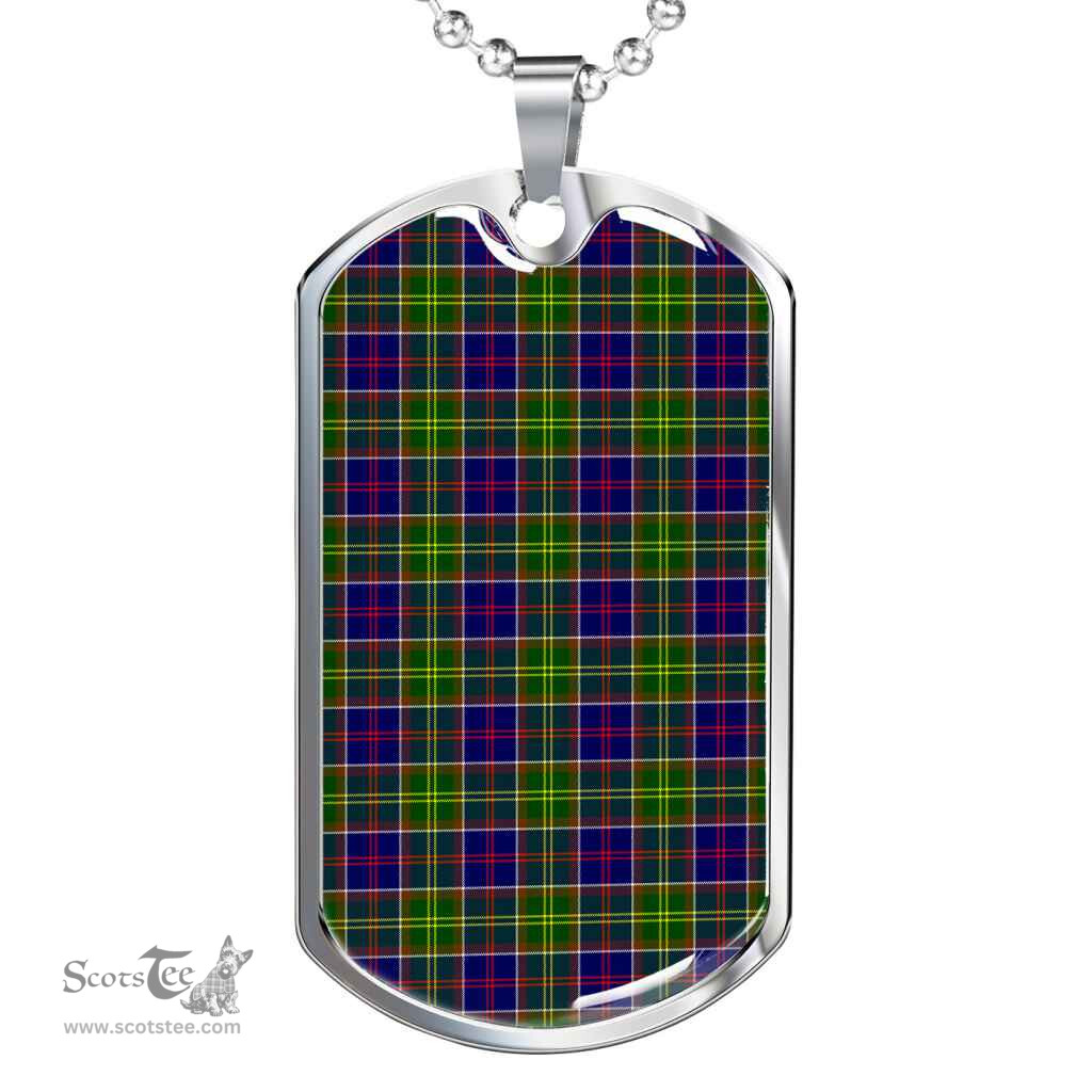 Scottish Ayrshire District Clan Tartan Dog Tag Necklace - Classic Scottish Plaid Tartan Plaid