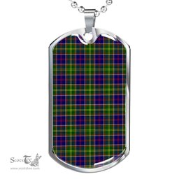 Scottish Ayrshire District Clan Tartan Dog Tag Necklace - Classic Scottish Plaid Tartan Plaid