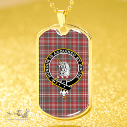 ScottishPlaid Ritchie Weathered Clan Tartan Dog Tag Necklace - Crest Classic Scottish Plaid Tartan Plaid