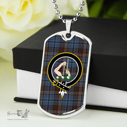 ScottishPlaid Renton Modern Clan Tartan Dog Tag Necklace - Crest Classic Scottish Plaid Tartan Plaid