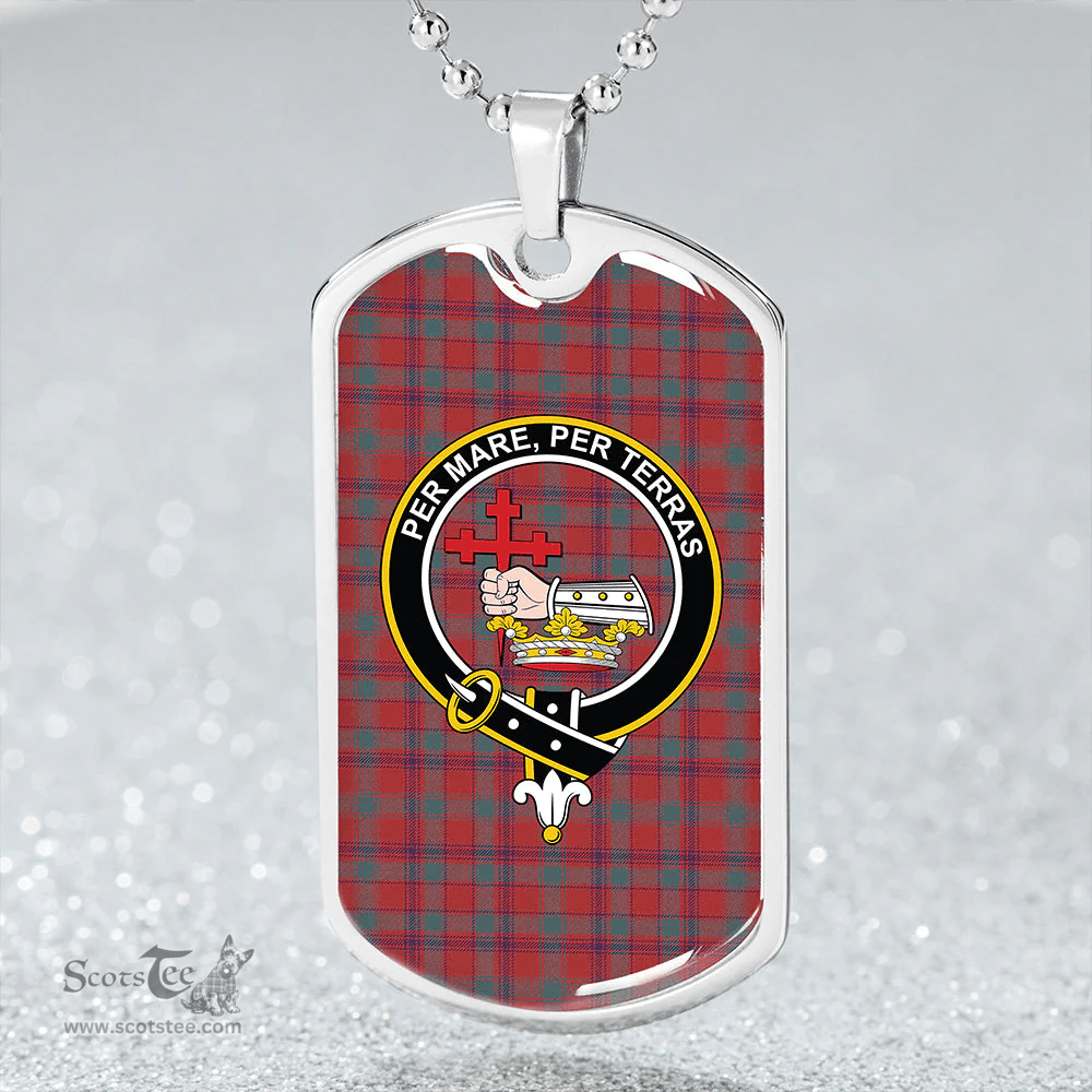 ScottishPlaid MacDonald of Aird & Valley (Donald of Aird & Valley) Weathered Clan Tartan Dog Tag Necklace - Crest Classic Scottish Plaid Tartan Plaid