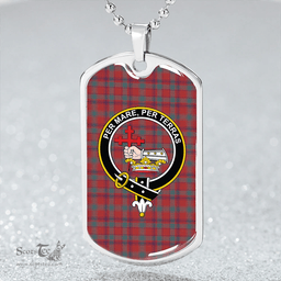 ScottishPlaid MacDonald of Aird & Valley (Donald of Aird & Valley) Weathered Clan Tartan Dog Tag Necklace - Crest Classic Scottish Plaid Tartan Plaid