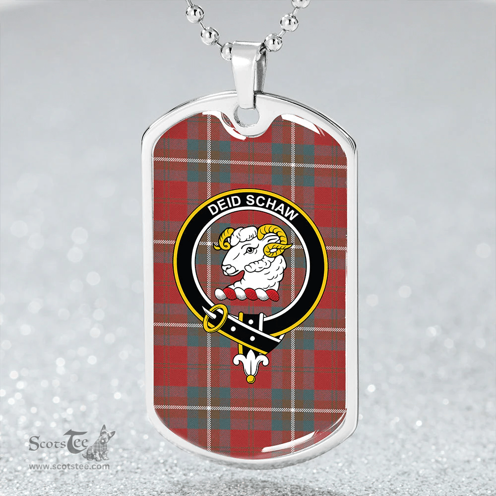 ScottishPlaid Ruthven Weathered Clan Tartan Dog Tag Necklace - Crest Classic Scottish Plaid Tartan Plaid