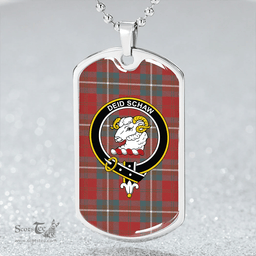 ScottishPlaid Ruthven Weathered Clan Tartan Dog Tag Necklace - Crest Classic Scottish Plaid Tartan Plaid