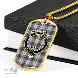 Scottish Glendinning Clan Tartan Dog Tag Necklace - Crest Classic Scottish Plaid Tartan Plaid