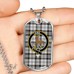 ScottishPlaid Scott (Sir Walter) Abbreviated Weathered Clan Tartan Dog Tag Necklace - Crest Classic Scottish Plaid Tartan Plaid