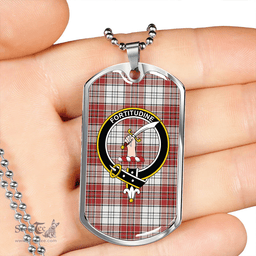 ScottishPlaid MacRae Red Dress Weathered Clan Tartan Dog Tag Necklace - Crest Classic Scottish Plaid Tartan Plaid
