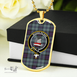 ScottishPlaid MacNeil of Colonsay (MacNeil of Barra of Colonsay) Weathered Clan Tartan Dog Tag Necklace - Crest Classic Scottish Plaid Tartan Plaid