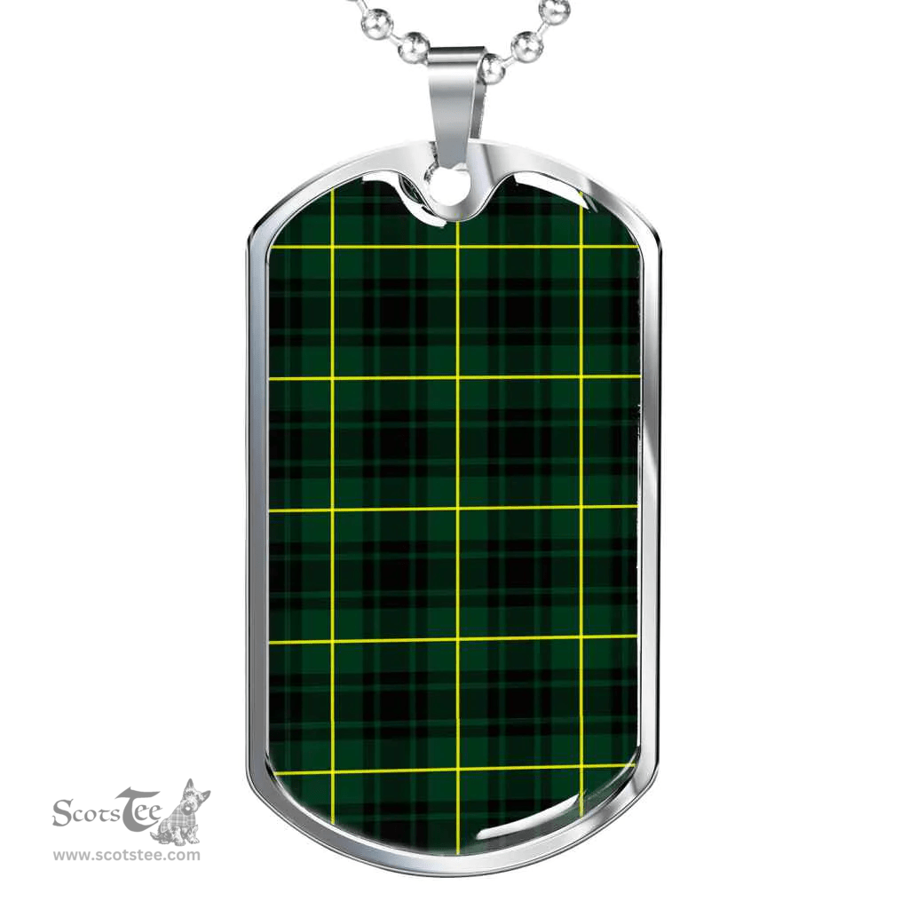 Scottish MacArthur Modern Clan Tartan Dog Tag Necklace - Classic Scottish Plaid Tartan Plaid