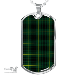 Scottish MacArthur Modern Clan Tartan Dog Tag Necklace - Classic Scottish Plaid Tartan Plaid