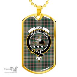 Scottish Craig Clan Tartan Dog Tag Necklace - Crest Classic Scottish Plaid Tartan Plaid