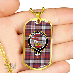 ScottishPlaid MacDonald Dress; Irish Weathered Clan Tartan Dog Tag Necklace - Crest Classic Scottish Plaid Tartan Plaid