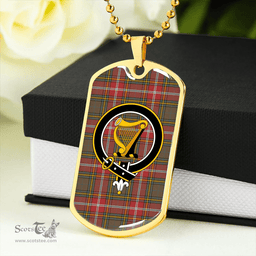 ScottishPlaid MacWhirter Weathered Clan Tartan Dog Tag Necklace - Crest Classic Scottish Plaid Tartan Plaid