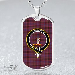 ScottishPlaid MacIntyre of Littleport Weathered Clan Tartan Dog Tag Necklace - Crest Classic Scottish Plaid Tartan Plaid
