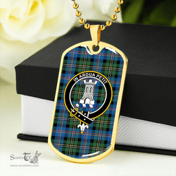 ScottishPlaid Malcolm 1840 Ancient Clan Tartan Dog Tag Necklace - Crest Classic Scottish Plaid Tartan Plaid