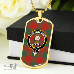 ScottishPlaid MacNab #2 Ancient Clan Tartan Dog Tag Necklace - Crest Classic Scottish Plaid Tartan Plaid