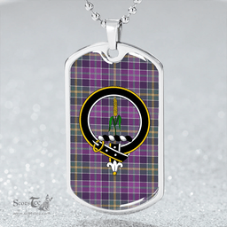 ScottishPlaid Yule Weathered Clan Tartan Dog Tag Necklace - Crest Classic Scottish Plaid Tartan Plaid
