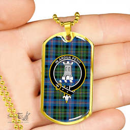 ScottishPlaid Malcolm 1840 Ancient Clan Tartan Dog Tag Necklace - Crest Classic Scottish Plaid Tartan Plaid