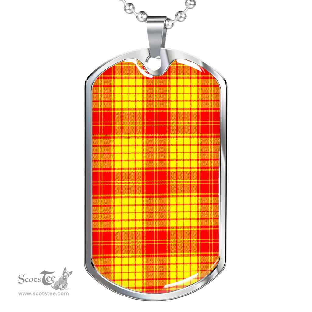 Scottish MacMillan Clan Tartan Dog Tag Necklace - Classic Scottish Plaid Tartan Plaid