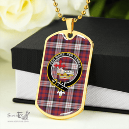 ScottishPlaid MacDonald Dress; Irish Weathered Clan Tartan Dog Tag Necklace - Crest Classic Scottish Plaid Tartan Plaid