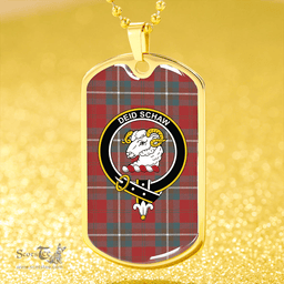 ScottishPlaid Ruthven Weathered Clan Tartan Dog Tag Necklace - Crest Classic Scottish Plaid Tartan Plaid