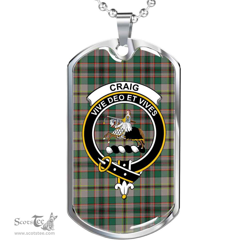 Scottish Craig Clan Tartan Dog Tag Necklace - Crest Classic Scottish Plaid Tartan Plaid