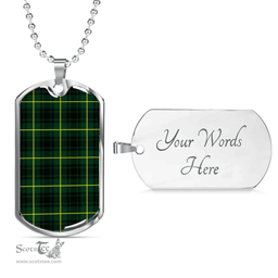 Scottish MacArthur Modern Clan Tartan Dog Tag Necklace - Classic Scottish Plaid Tartan Plaid