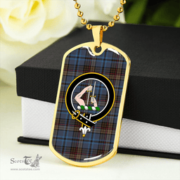 ScottishPlaid Renton Modern Clan Tartan Dog Tag Necklace - Crest Classic Scottish Plaid Tartan Plaid