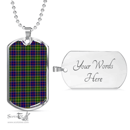 Scottish Ayrshire District Clan Tartan Dog Tag Necklace - Classic Scottish Plaid Tartan Plaid