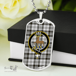 ScottishPlaid Scott (Sir Walter) Abbreviated Weathered Clan Tartan Dog Tag Necklace - Crest Classic Scottish Plaid Tartan Plaid