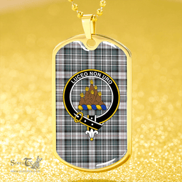 ScottishPlaid MacKenzie #2 Weathered Clan Tartan Dog Tag Necklace - Crest Classic Scottish Plaid Tartan Plaid