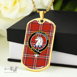 ScottishPlaid Ramsay Angus & Mearns Ancient Clan Tartan Dog Tag Necklace - Crest Classic Scottish Plaid Tartan Plaid