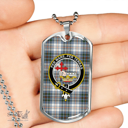ScottishPlaid MacDonald Flora Dance (Donald Flora Dance) Clan Tartan Dog Tag Necklace - Crest Classic Scottish Plaid Tartan Plaid