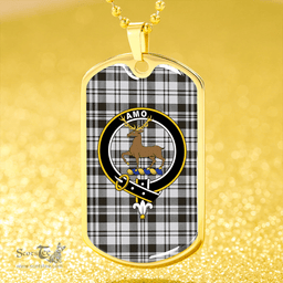 ScottishPlaid Scott (Sir Walter) Abbreviated Weathered Clan Tartan Dog Tag Necklace - Crest Classic Scottish Plaid Tartan Plaid