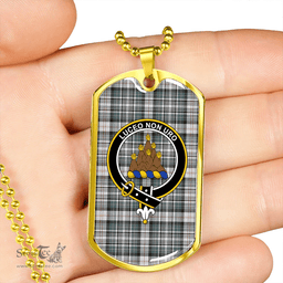 ScottishPlaid MacKenzie #2 Weathered Clan Tartan Dog Tag Necklace - Crest Classic Scottish Plaid Tartan Plaid