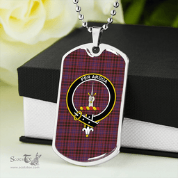 ScottishPlaid MacIntyre of Littleport Weathered Clan Tartan Dog Tag Necklace - Crest Classic Scottish Plaid Tartan Plaid