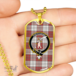 ScottishPlaid MacRae Red Dress Weathered Clan Tartan Dog Tag Necklace - Crest Classic Scottish Plaid Tartan Plaid