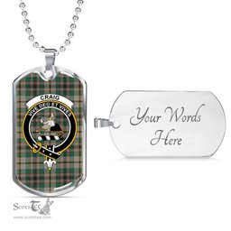 Scottish Craig Clan Tartan Dog Tag Necklace - Crest Classic Scottish Plaid Tartan Plaid