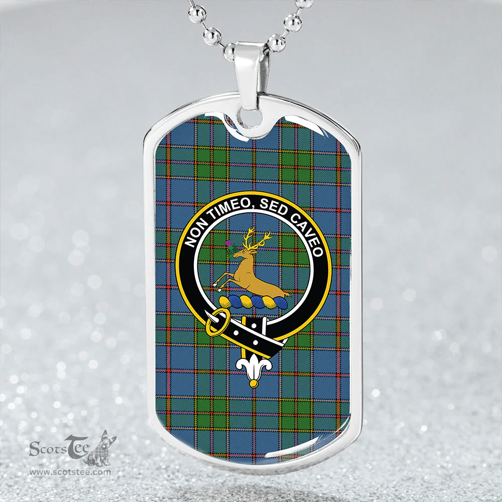 ScottishPlaid Strachan Ancient Clan Tartan Dog Tag Necklace - Crest Classic Scottish Plaid Tartan Plaid