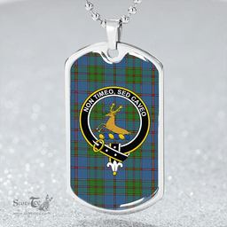 ScottishPlaid Strachan Ancient Clan Tartan Dog Tag Necklace - Crest Classic Scottish Plaid Tartan Plaid