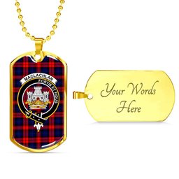 Scottish MacLachlan Clan Tartan Dog Tag Necklace - Crest Classic Scottish Plaid Tartan Plaid