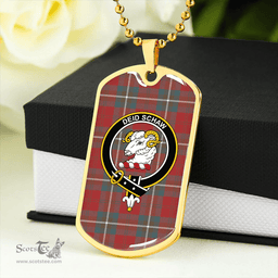 ScottishPlaid Ruthven Weathered Clan Tartan Dog Tag Necklace - Crest Classic Scottish Plaid Tartan Plaid